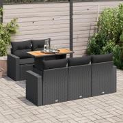 vidaXL Loungegrupp med dynor 6 delar svart konstrotting