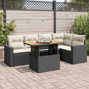 vidaXL Loungegrupp med dynor 6 delar svart konstrotting