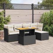 vidaXL Loungegrupp med dynor 6 delar svart konstrotting