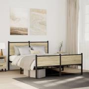 vidaXL Sängram utan madrass metall sonoma-ek 140x190 cm