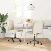 vidaXL Matstolar 2 st gräddvit konstläder