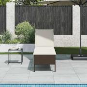 vidaXL Solstol med dyna brun 55x200x44cm konstrotting