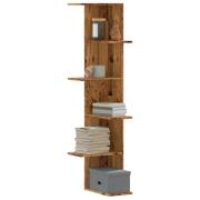 vidaXL Vägghylla hörn åldrat trä 36,5x36,5x140 cm konstruerat trä