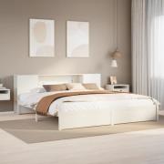 vidaXL Säng med bokhylla utan madrass vit 200x200cm massiv furu