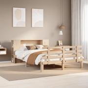 vidaXL Säng med bokhylla utan madrass 160x200cm massiv furu