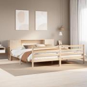 vidaXL Säng med bokhylla utan madrass 200x200cm massiv furu