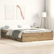 vidaXL Sängram utan madrass hantverksmässig ek 140x190cm