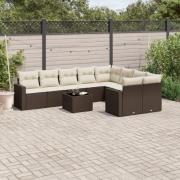 vidaXL Loungegrupp 10 delar med brun dynor konstrotting