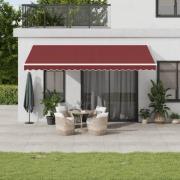 vidaXL Markis automatiskt infällbar vinröd 500x300 cm