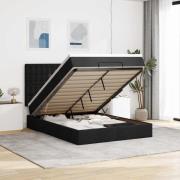 vidaXL Ottoman sängram med madrass svart 140x190 cm tyg