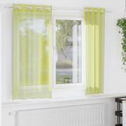 vidaXL Voile gardiner med genomföringar 2 st äppelgrön 140x140 cm