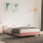 vidaXL Sängram med huvudgavel utan madrass rosa 120x200 cm sammet