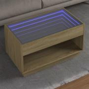 vidaXL Soffbord med Infinity LEDs sonoma-ek 90x50x50 cm