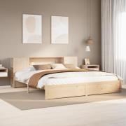 vidaXL Säng med bokhylla utan madrass 200x200cm massiv furu