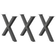 vidaXL Matbordsben X-formade 3 st antracit 90x(72-73) cm stål