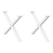 vidaXL Soffbordsben X-formade 2 st vita 70x(42-43) cm stål