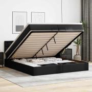 vidaXL Ottoman sängram med madrass svart 200x200 cm konstläder