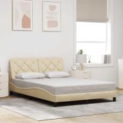 vidaXL Bed Frame without Mattress Cream 140x200 cm Fabric