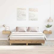 vidaXL Sängram utan madrass hantverksmässig ek 140x200 cm