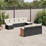 vidaXL Loungegrupp 10 delar med svarta dynor konstrotting