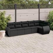 vidaXL Loungegrupp med dynor 6 delar svart konstrotting