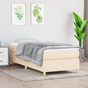 vidaXL Boxspring-sängram gräddvit 100x200 cm tyg