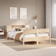 vidaXL Säng med bokhylla utan madrass 160x200cm massiv furu