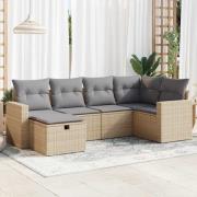 vidaXL Soffgrupp för trädgården med dynor 6 delar beige konstrotting