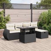 vidaXL Loungegrupp med dynor 6 delar svart konstrotting
