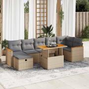 vidaXL Soffgrupp för trädgården med dynor 5 delar beige konstrotting