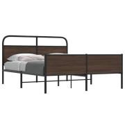 vidaXL Sängram utan madrass metall brun ek 150x200 cm