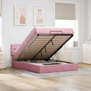 vidaXL Ottoman sängram med madrass rosa 140x200 cm sammet