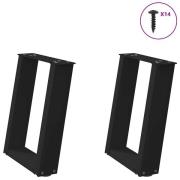vidaXL Soffbordsben U-formade 2 st svarta 38x(42-43) cm stål