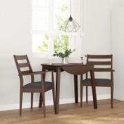 vidaXL Matstolar med dynor 2 st, brunt massivt trä gummi