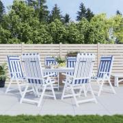 vidaXL Stolsdynor med hög rygg 6 st blå&vit randig oxfordtyg