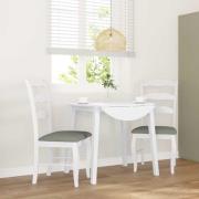 vidaXL Matstolar med dynor 2 st, vit, massivt trä, gummi