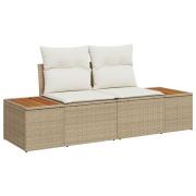 vidaXL 9-delat trädgårdssoffset med kuddar beige poly rattan