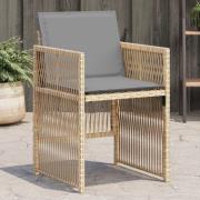 vidaXL Trädgårdsstolar med dynor 4 st blandad beige konstrotting