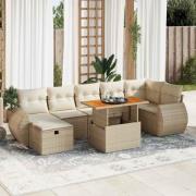 vidaXL Soffgrupp för trädgården med dynor 5 delar beige konstrotting
