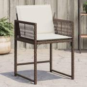 vidaXL Trädgårdsstolar med dynor 4 st brun konstrotting