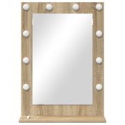 vidaXL Sminkspegel Sonoma Ek MDF, Glas 70 x 50 x 18 cm Spegel
