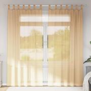 vidaXL Voile gardiner med stångfickor 2 st sand