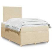 vidaXL Ramsäng med madrass gräddvit 120x190 cm tyg