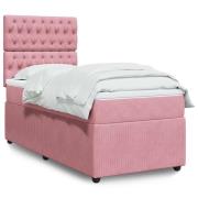 vidaXL Ramsäng med madrass rosa 90x200 cm sammet