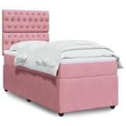 vidaXL Ramsäng med madrass rosa 90x190 cm sammet