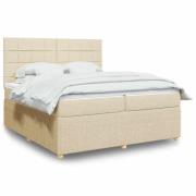 vidaXL Ramsäng med madrass gräddvit 200x200 cm tyg