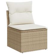 vidaXL 7-dels Trädgårdsoffagruppe med kuddar Beige Poly Rattan akacia