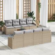 vidaXL 7-delat trädgårdsoff-set med kuddar Beige Poly rotting Acacia