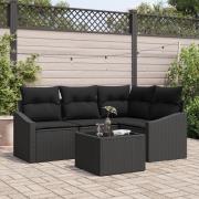 vidaXL 5-delars trädgårdsoffaset med kuddar Beige Poly Rattan