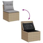 vidaXL 9 Delar Trädgårdsoff Sets med Kuddar Beige Poly Rattan
